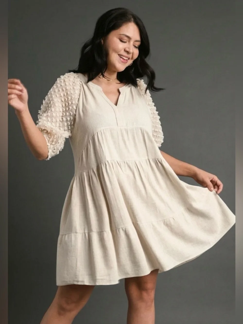 Umgee linen puff sleeve dress size S - Picture 1 of 7